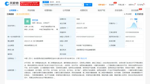 中国电信成立医疗健康科技公司 注册资本2亿元